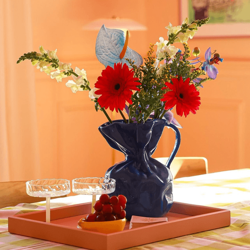 Crumple vase blå