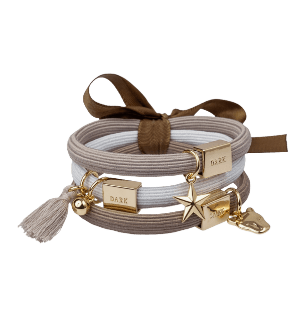 Hovedbilde HAIR TIES 3 PK CHARM - Warm Taupe W/GOLD