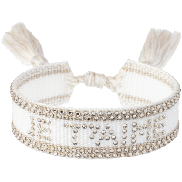 Hovedbilde Dark - Flettet armbånd med steiner, white & sand