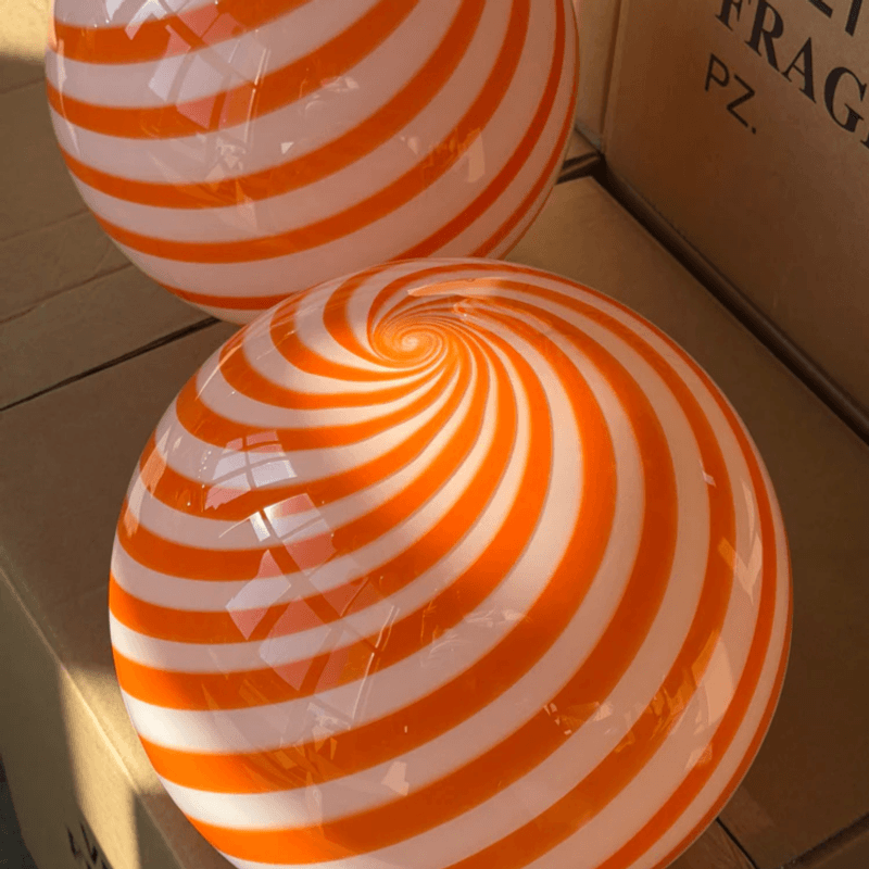 Murano Candy pendel orange/hvit swirl* Bestillingsvare