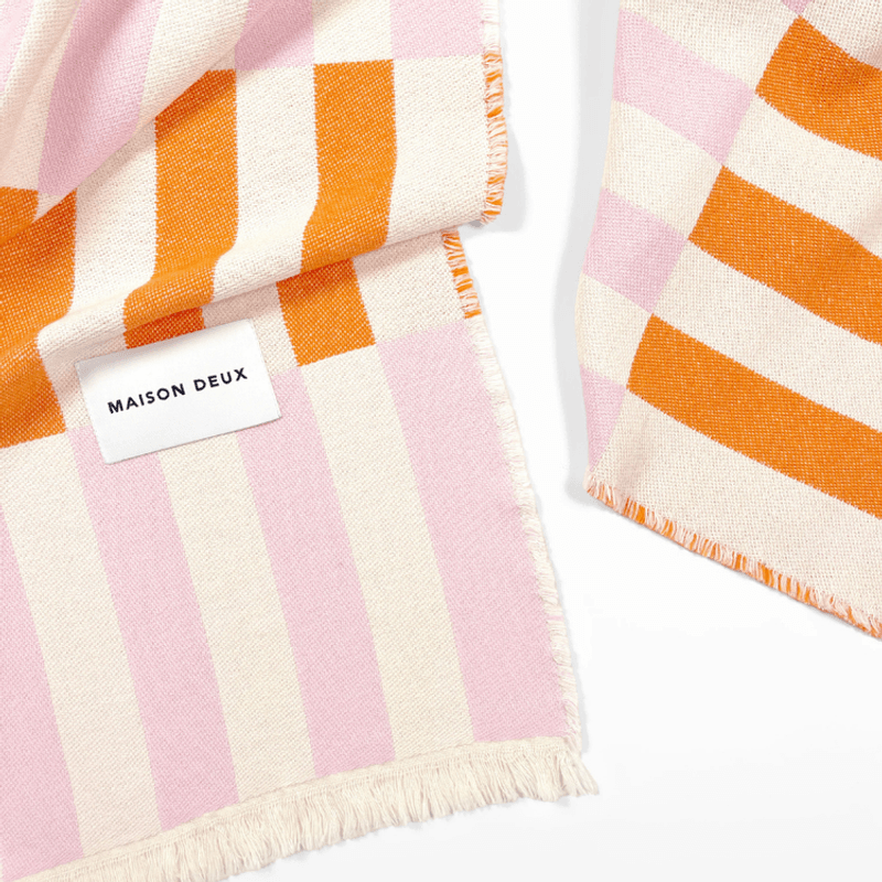 Tiles Blanket Pink Carrot - 100 % bomull