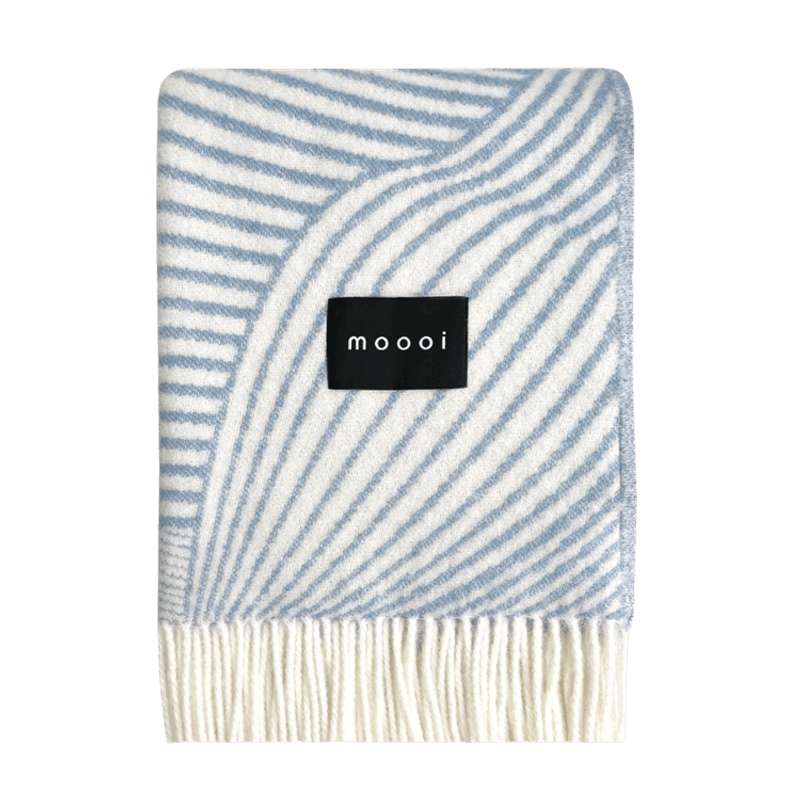 Rough Stripe ullpledd - Techno Bee Blanket Denim Cream