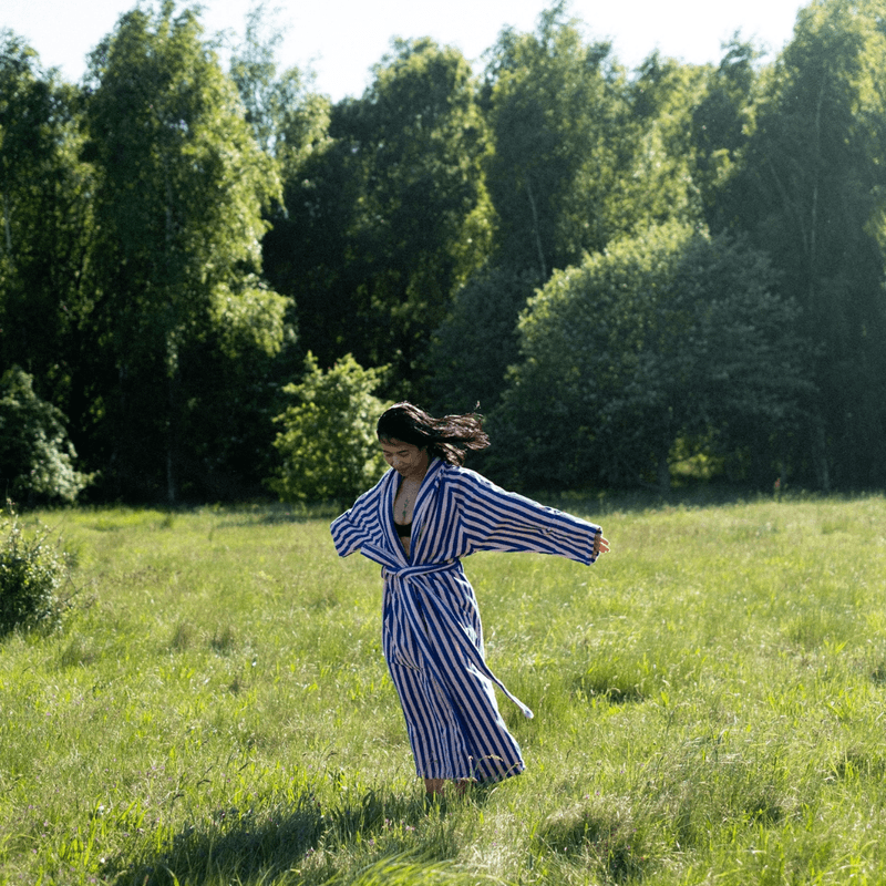 Naram morgenkåpe - dazzling blue & rose