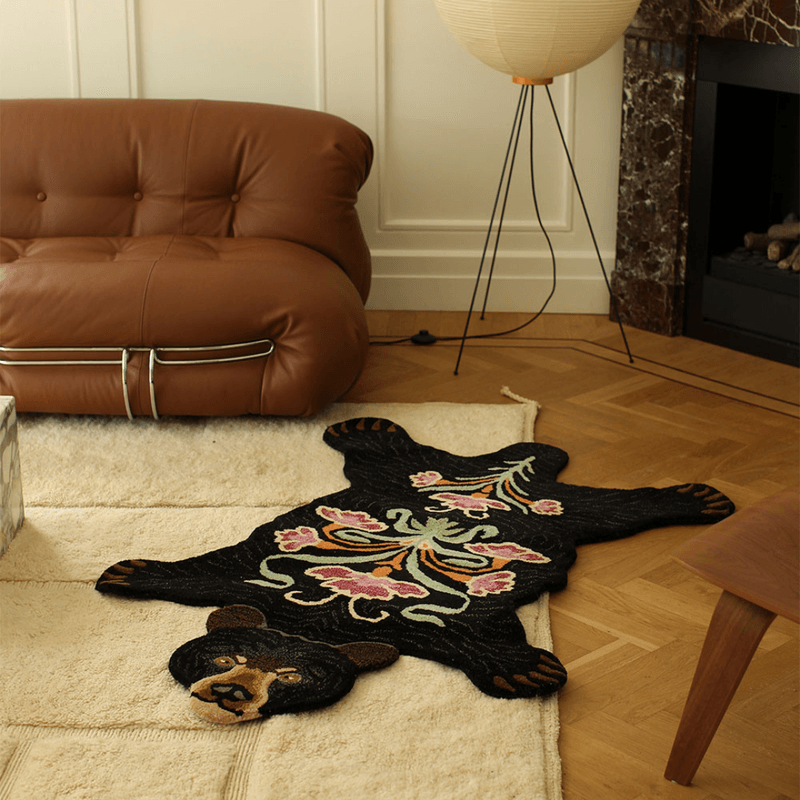 Blooming Black Bear Rug Large 