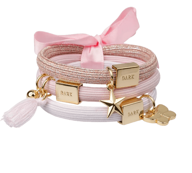 Hovedbilde HAIR TIES 3 PK CHARM - Cotton candy w/ gold
