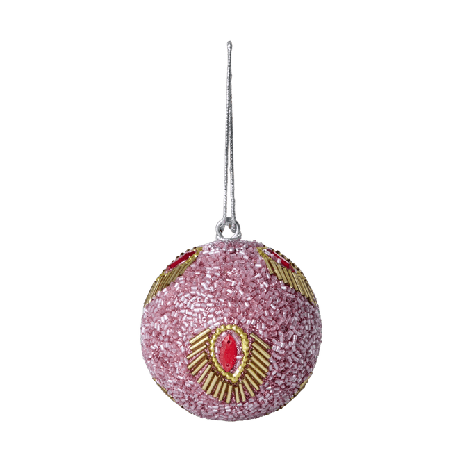 Hovedbilde Julekule med perler - Pink Sparkle