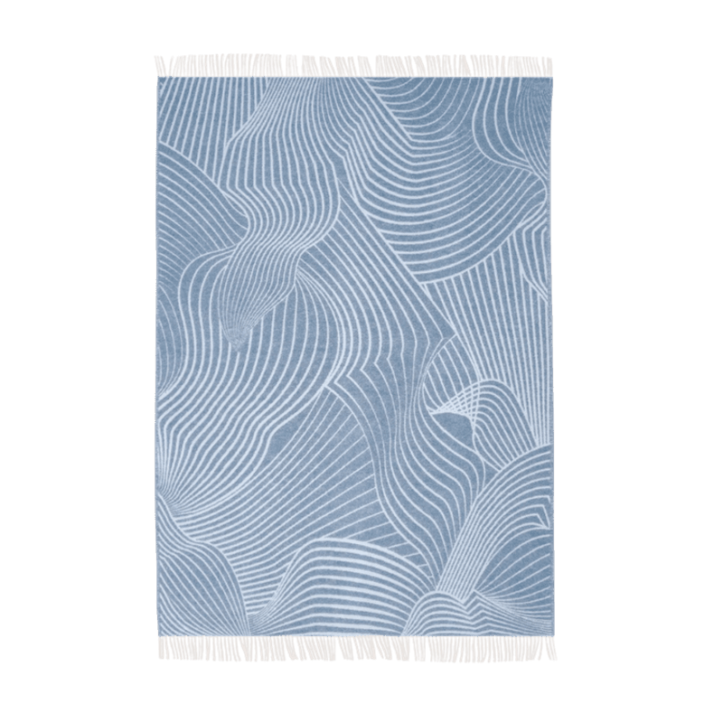 Rough Stripe ullpledd - Techno Bee Blanket Denim Cream