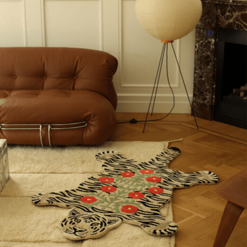  Floral White Tiger Rug Large