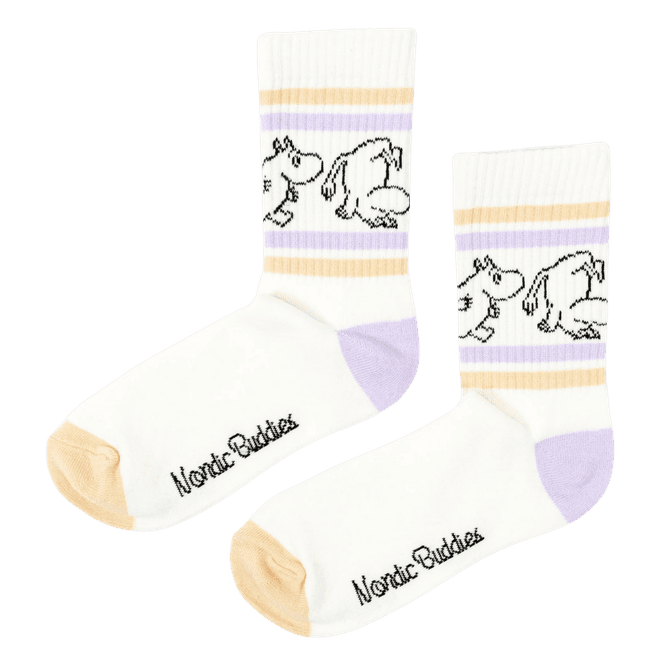 Hovedbilde Moomin Retro Sokker - Hvit/lilla/fersken