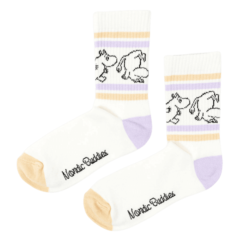 Moomin Retro Sokker - Hvit/lilla/fersken