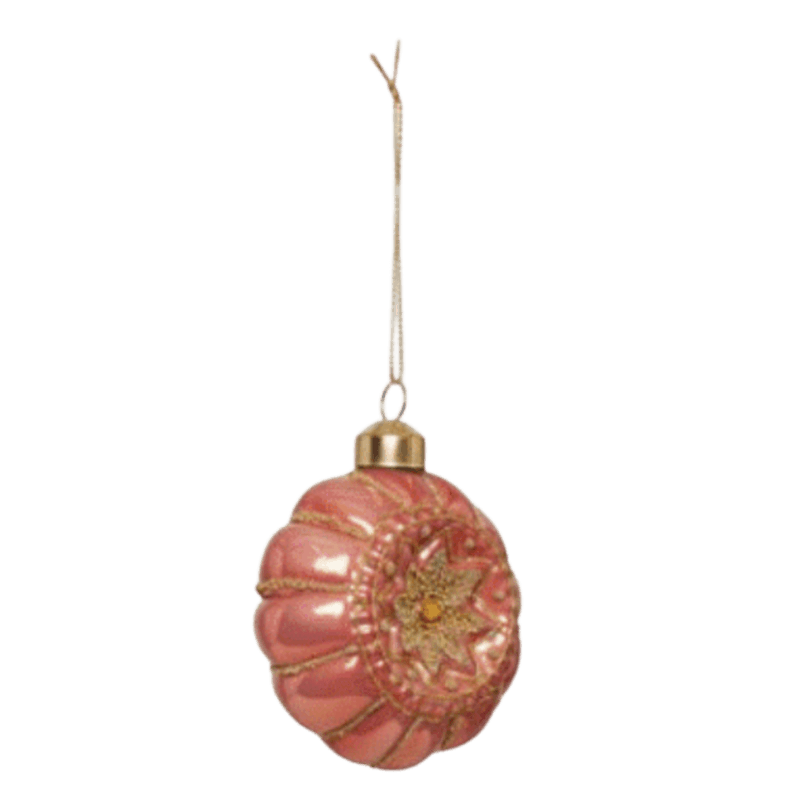 Glasskule flat med glitter – Rose