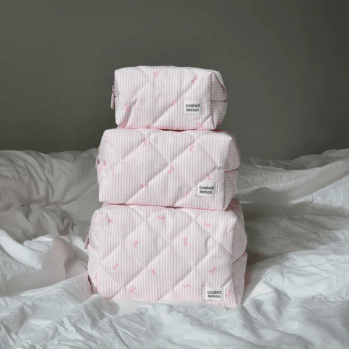 Toalettmappe - Rosa striper 