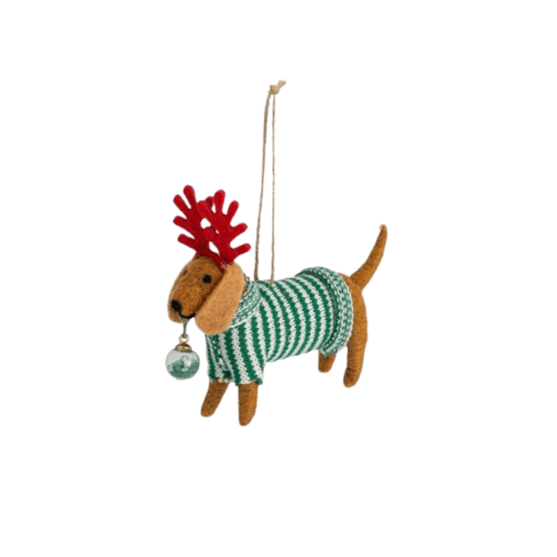 Julehund i ull - sittende hund