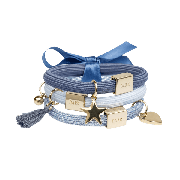 Hovedbilde HAIR TIES 3 PK CHARM - STEEL BLUE W/GOLD