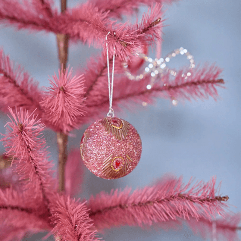 Julekule med perler - Pink Sparkle